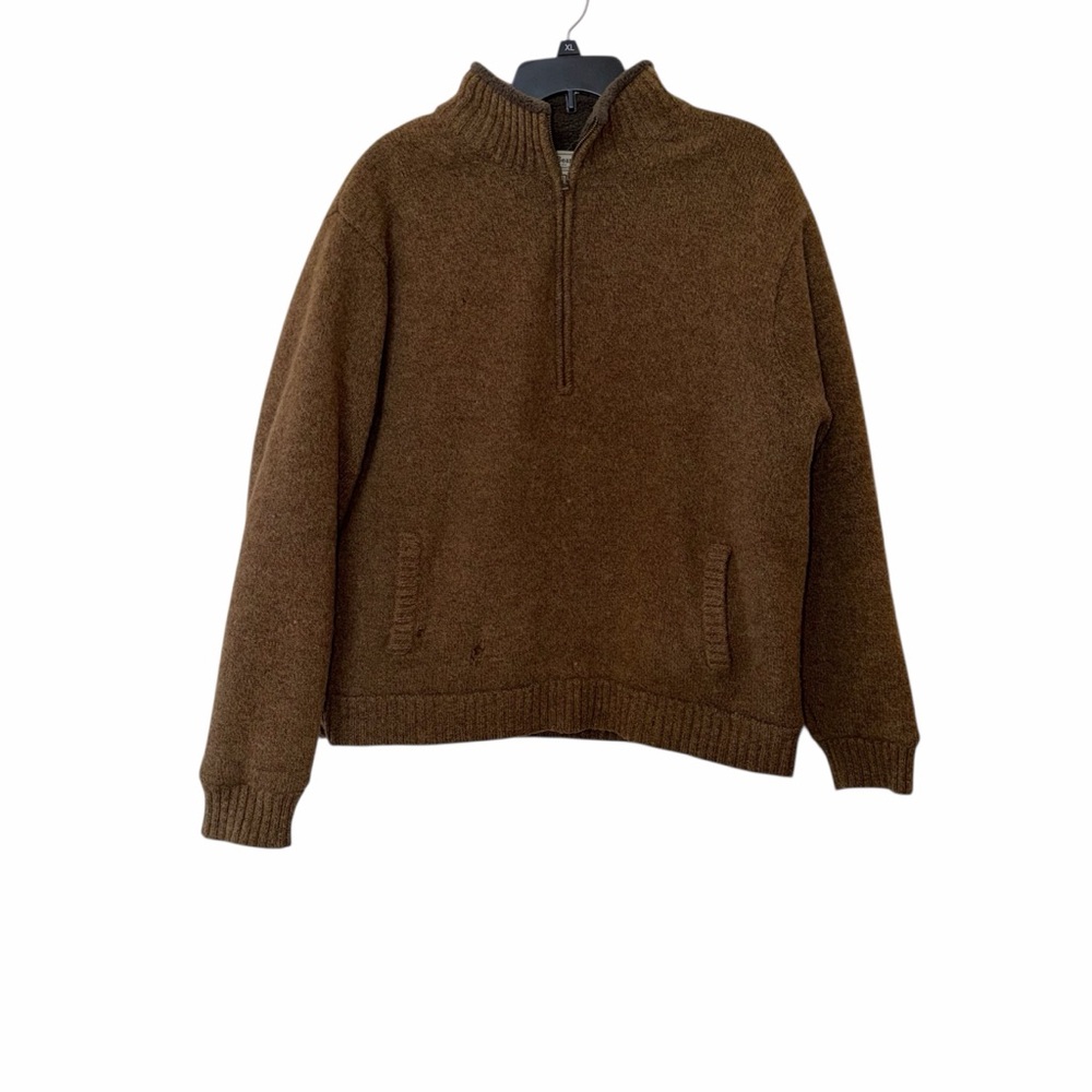 L.L. Bean Men's 100% Lambs wool Zip-Up Sweater Brown size XL